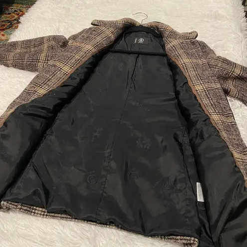 Bogner Wool Button Down Jacket in Brown Plaid Size 12 Tan