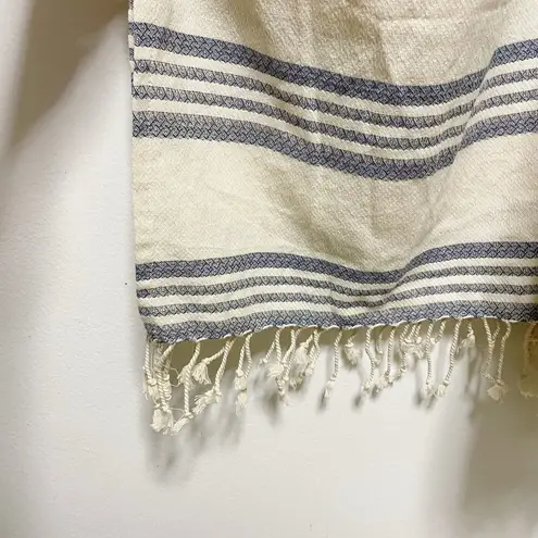 Tribe Alive Caftan Blue Cream Cotton Beach Coverup Poncho