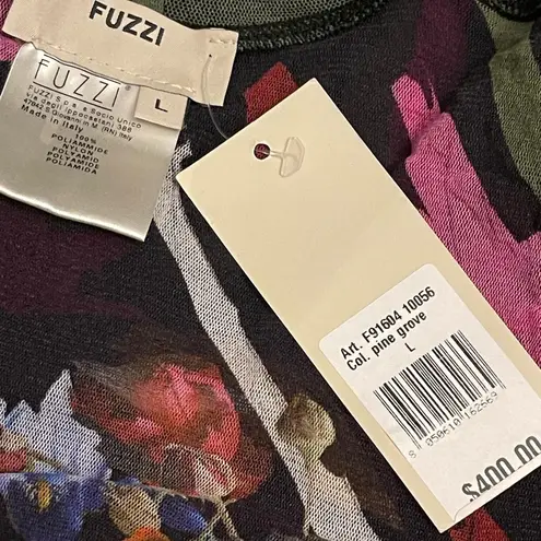FUZZI Tulle Kimono Italian Watercolor Floral Print NWT~ Rare Find! Black Size L