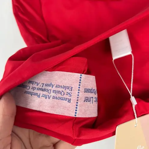 ANDIE NWT Swim The Banded Cheeky Flat Bottom Bikini Cherry Red Size Large L NEW