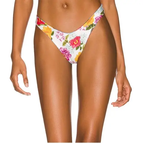 Agua Bendita X Revolve Avy Reversible Bikini Bottom in Blue & White Eden Floral