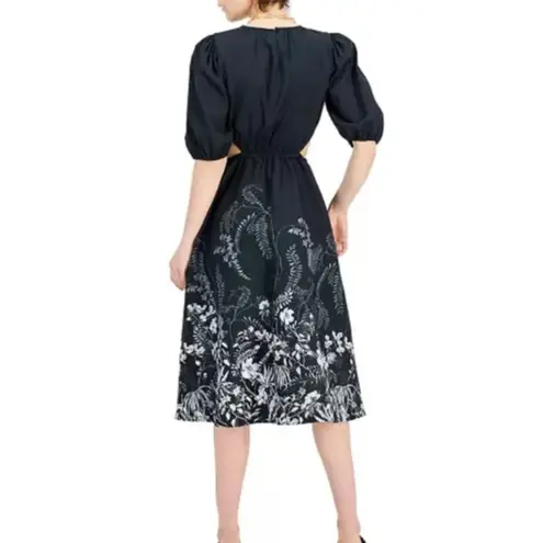 NEW INC INTERNATIONAL CONCEPTS Linna Garden Cutout Printed Dress Black Size L