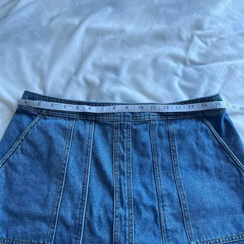 CAbi  Speedway Skirt a-line blue denim mini skirt size 8