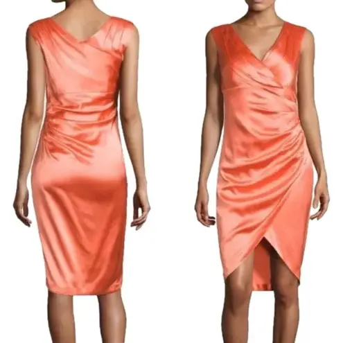 Kay Unger NWT Satin Stretch Tulip Skirt Cocktail Dress in Cantaloupe, Size 12