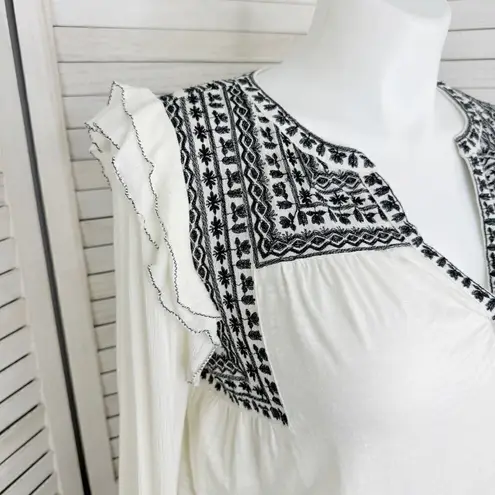 Fat Face Martha Embroidered Slub Knit Shirt Cream 12 Long Sleeve Black