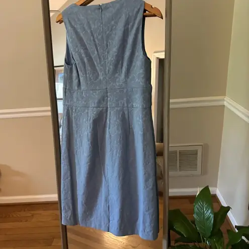 Bahari Light Blue Jacquard Trench Coat with Sheath Dress Size 14 Size M