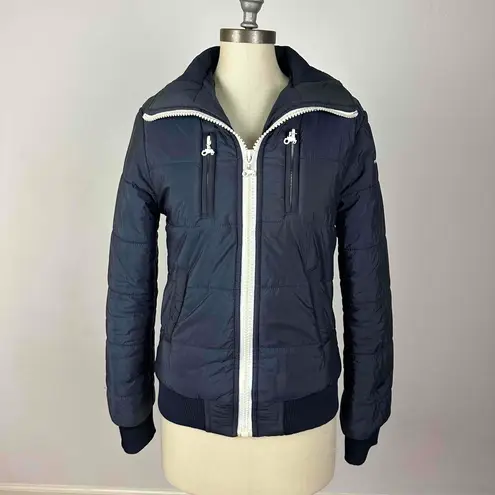 Moods Of Norway Navy Zip Up Puffer Jacket Size Medium Blue