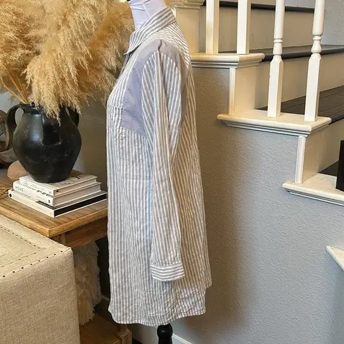 CAbi Button Down Striped Long Sleeve Shirt Dress Size Medium