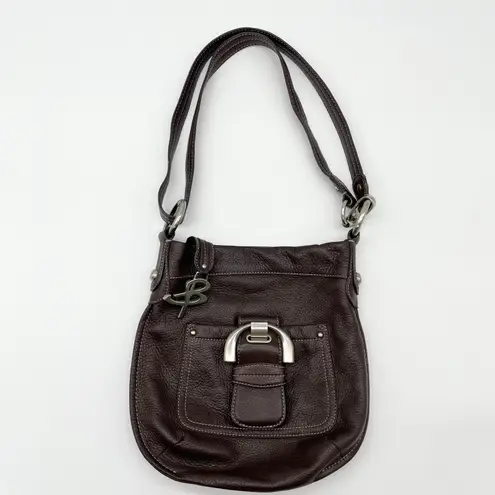 B Makowsky Womens Leather Crossbody Bag Brown Minimalist Old Money Retro Luxe