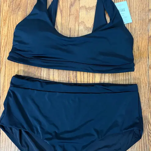 ANDIE Bikini Set Ventura Top Wide Band High Waisted Bottom Black Size S NWT