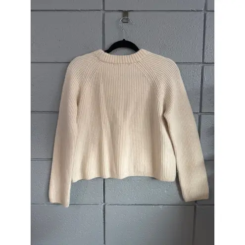 Quince Mongolian 100% Cashmere Ivory Fisherman Crewneck Sweater size M