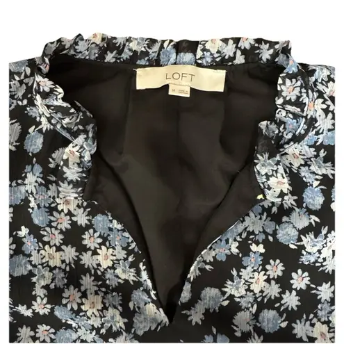 Loft Chic  SzM Floral Print Preppy Chiffon Ruffle Sleeves Maxi Dress Cottage Core