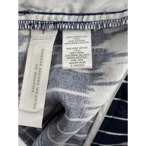 Loft Ann Taylor‎  Skirt Womens Size 10 Blue White Ikat Print Linen Blend Swing - Image 5