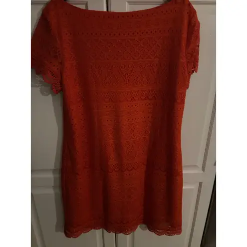 London Times Red Crochet Lace Dress US 16 UK 20 EU 48 Short Sleeve - Image 6