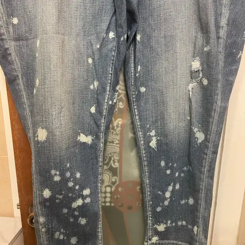 Lane Bryant  Women Plus Distressed Bleach Splatter Boyfriend Blue Jeans -28