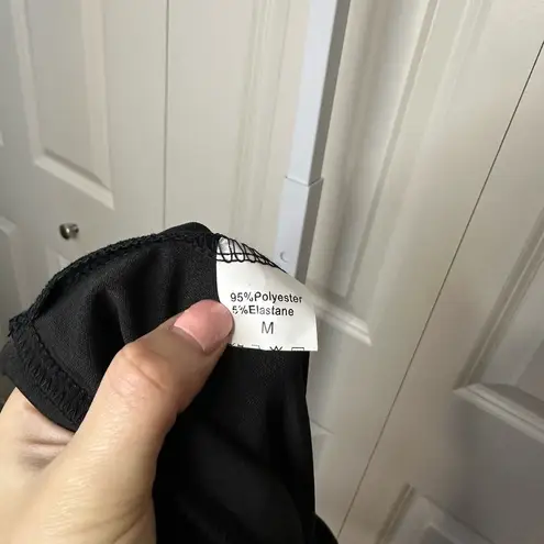 Black High Waist Yoga Pants Flare Leg Criss Cross Waistband Trousers Medium