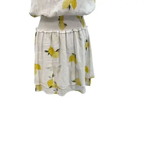 Rails Angelina Dress Mini Linen Citronnade Lemon Print White Yellow Size Small