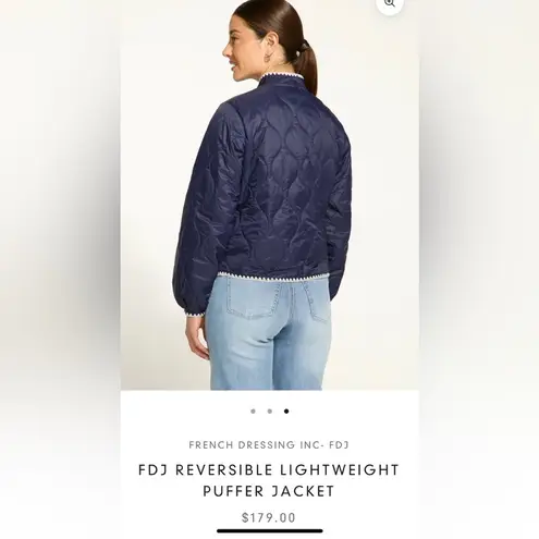 Red Puffer Jacket with White Trim and Quilted Design Size XL