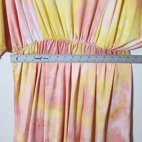 White Birch Boho Mini Dress Size Large Yellow and Pink Dyed Look Dress