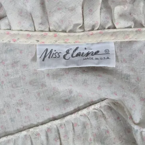 Vintage Miss Elaine 80s ILGWU Made In USA Floral Long Sleeve Button Up Nightgown Size M