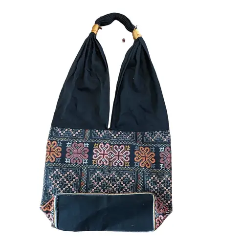 Handmade Boho Elephant Embroidered Hobo Tote Bag