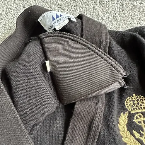 Bay Point Threads women's black cardigan sweater w/gold trim glitter, size Large