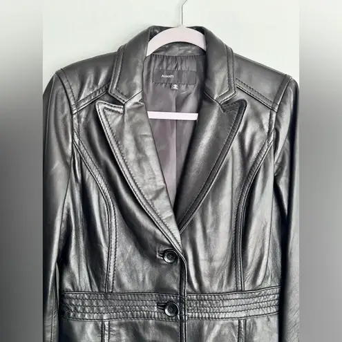 Avanti Women’s Black Leather Lambskin Jacket Blazer 3 Button Buttery Soft Size M