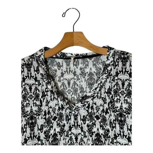Maje Shirt Women Small Black White Geometric V Neck Leopold High Low Top