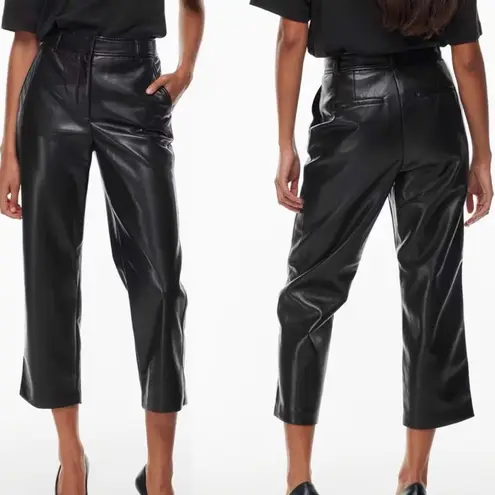 Babaton Aritzia Command High Rise Faux Leather Crop Black Pants Size 10
