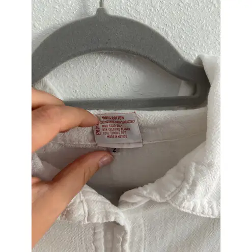 Oh My Gauze! Long Sleeve Top Womens 2 Large White Blouse Flowy Lagenlook Cotton