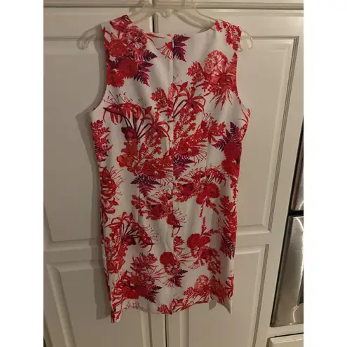 Mario Serrani Women's Sheath Dress Red Floral Print Sleeveless Size 12