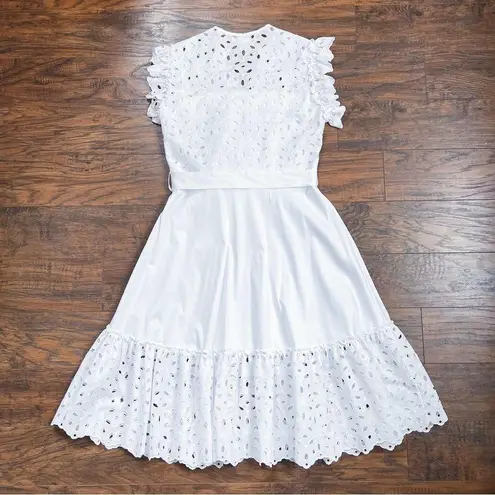 VAKKO • Cotton Eyelet Midi Dress white cutwork lace a