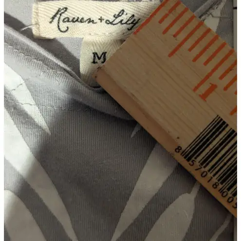 Raven + Lily M Gray White Botanical Print Maxi Dress Size M