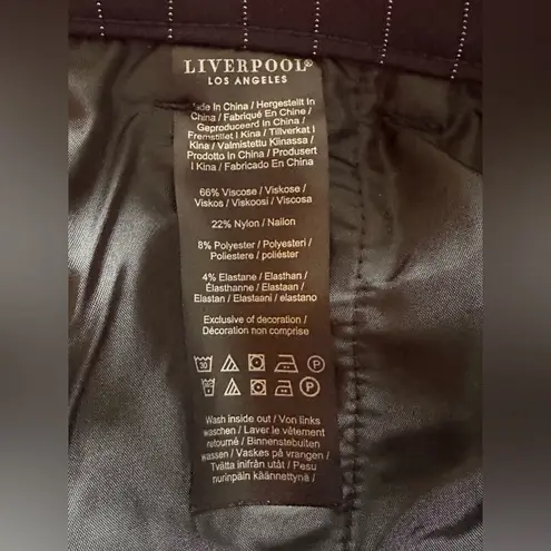 Liverpool 32/14 Casual Dress Pants Tapered Black White Stripes Women’s Work Pant