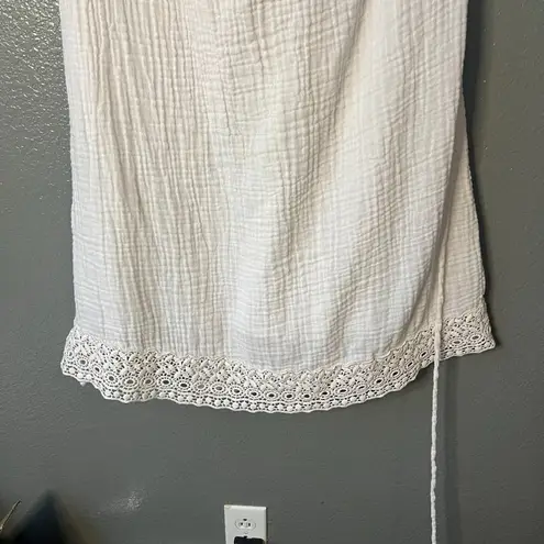 Michael Stars White Gauze & Crochet Lace Trim Dress/Tunic - Size Large