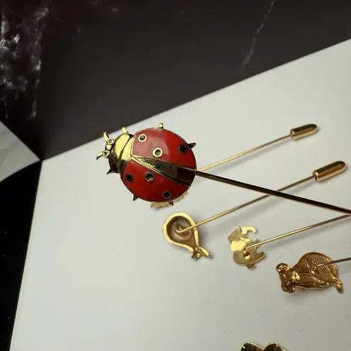 Lapel Stick Pin Gold Tone Lot Of 6 Whale Koala Butterfly Ladybug Elephant