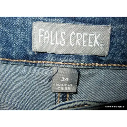 Falls Creek NWT Denim Ankle Slim Leg JEANS Womens PLUS 24 3X Frayed Hems NEW
