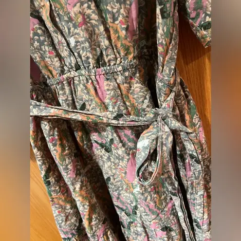 Ba&sh Jasmine Floral Print Ruffle Shirt Robe Puff Sleeves Mini Dress Size Medium