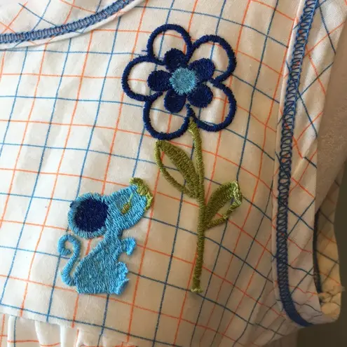 Vintage Kittens by Katz Mouse & Daisy white blue sleeveless nightgown size 8 Size M