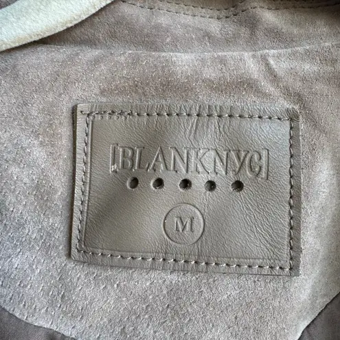 BLANK NYC  100% Leather Taupe Moto Asymmetric Jacket Zipper Sleeve Size Medium