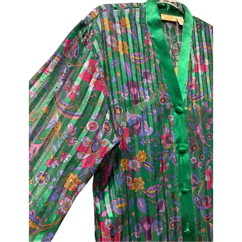 Victoria's Secret VTG  Gold Label Emerald Lounge Set Floral Kimono & Satin Pants