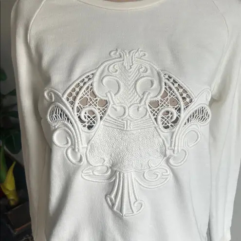 Lovers + Friends  Baroque Embroidered White Pullover Top Size XS