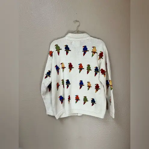 Cotton Salsa Cotton VTG Unisex Embroidered Parrot Knit Cardigan Sweater Size XL