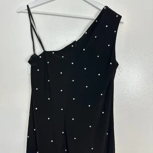 Mac Duggal Beaded One-Shoulder Asymmetric Hem Cocktail Dress in Black Size US 12