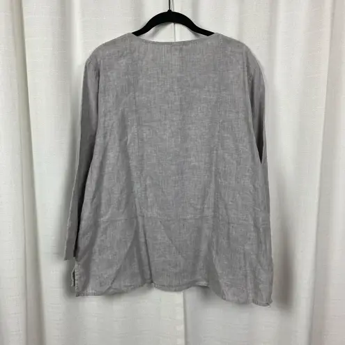 Habitat Gray Linen&Cotton 3/4 Sleeve Boxy Top Sz.L