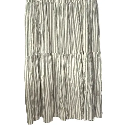 Cozy Casual Cozy Co. Striped Maxi Dress Sz Small Sleeveless Cotton Blend Pockets Beachy Boho