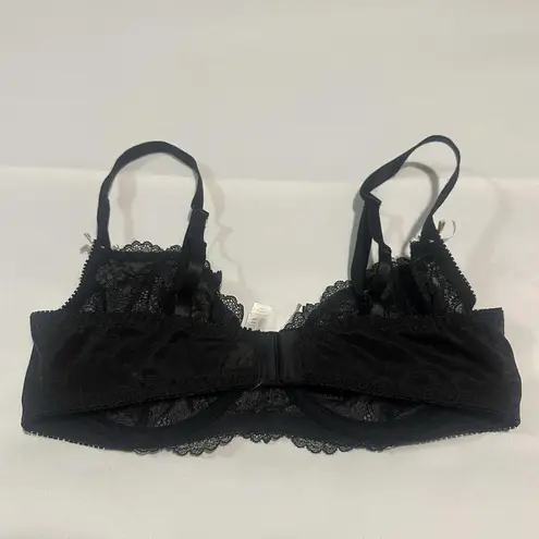 Gilligan O’Malley Black With White Floral Embroidery 34D Unlined Underwire Bra Size undefined