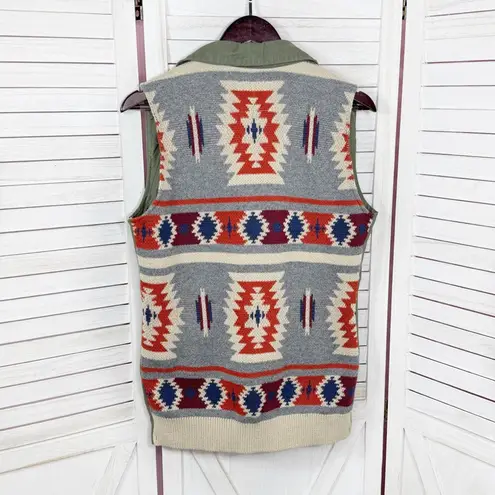 Thread & Supply Aztec Southwestern Print Knit Back Utility Vest Green Small