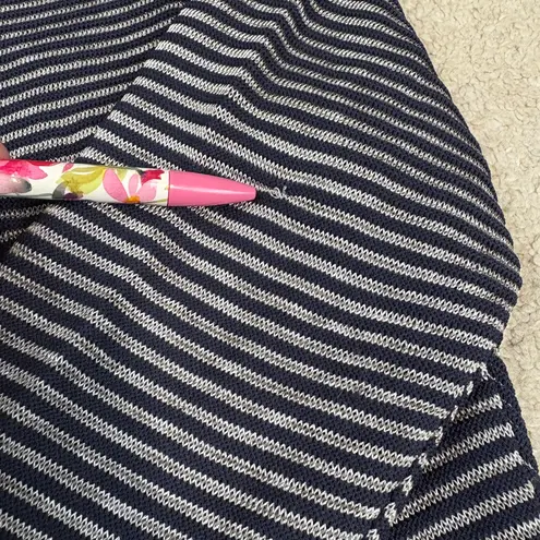 Nic+Zoe This Is Living Navy Blue White Long Sleeve Knit Top Size M