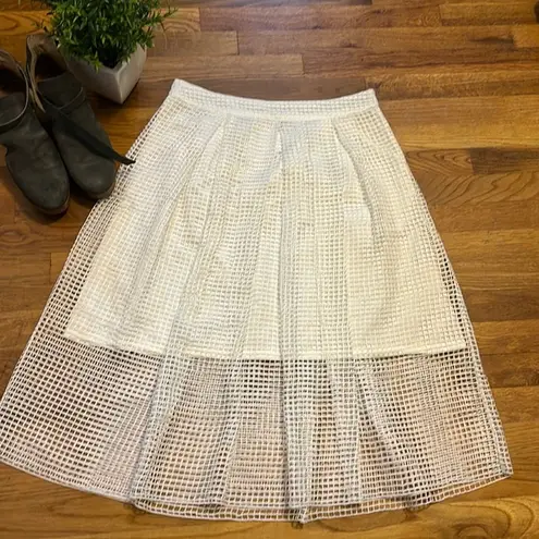 Who What Wear Women’s 10 Pleated White Mesh Zipper Mini Midi Skirt